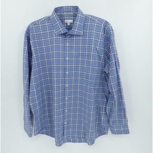 Peter Millar Shirt Mens XXL Blue‎ Plaid Crown Finish Business Office Lightweight